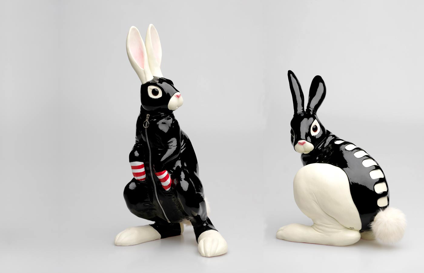 rabbit figure in vinyl seal outfit