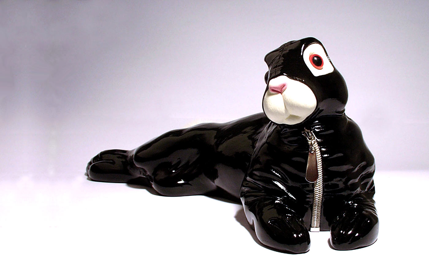 rabbit figure in vinyl seal outfit